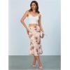 imageVerdusa Womens Lettuce Trim High Waist Mesh Fishtail Bodycon Long SkirtBeige and Red