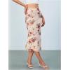 imageVerdusa Womens Lettuce Trim High Waist Mesh Fishtail Bodycon Long SkirtBeige and Red