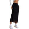 imageVerdusa Womens Lettuce Trim High Waist Mesh Fishtail Bodycon Long SkirtBlack