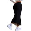 imageVerdusa Womens Lettuce Trim High Waist Mesh Fishtail Bodycon Long SkirtBlack