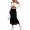 imageVerdusa Womens Lettuce Trim High Waist Mesh Fishtail Bodycon Long SkirtBlack