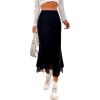 imageVerdusa Womens Lettuce Trim High Waist Mesh Fishtail Bodycon Long SkirtBlack