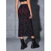 imageVerdusa Womens Lettuce Trim High Waist Mesh Fishtail Bodycon Long SkirtBlack and Burgundy