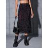 imageVerdusa Womens Lettuce Trim High Waist Mesh Fishtail Bodycon Long SkirtBlack and Burgundy