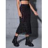 imageVerdusa Womens Lettuce Trim High Waist Mesh Fishtail Bodycon Long SkirtBlack and Burgundy