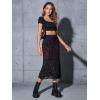 imageVerdusa Womens Lettuce Trim High Waist Mesh Fishtail Bodycon Long SkirtBlack and Burgundy