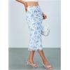 imageVerdusa Womens Lettuce Trim High Waist Mesh Fishtail Bodycon Long SkirtBlue and White