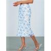 imageVerdusa Womens Lettuce Trim High Waist Mesh Fishtail Bodycon Long SkirtBlue and White