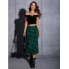 imageVerdusa Womens Lettuce Trim High Waist Mesh Fishtail Bodycon Long SkirtDark Green Floral