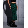 imageVerdusa Womens Lettuce Trim High Waist Mesh Fishtail Bodycon Long SkirtDark Green Floral