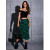 imageVerdusa Womens Lettuce Trim High Waist Mesh Fishtail Bodycon Long SkirtDark Green Floral