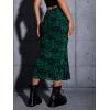 imageVerdusa Womens Lettuce Trim High Waist Mesh Fishtail Bodycon Long SkirtDark Green Floral