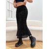 imageVerdusa Womens Lettuce Trim High Waist Mesh Fishtail Bodycon Long SkirtFloral Black