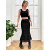 imageVerdusa Womens Lettuce Trim High Waist Mesh Fishtail Bodycon Long SkirtFloral Black