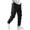 imageVerdusa Mens Drawstring Waist Zip Up Cargo Jogger Pants with PocketBlack
