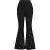 imageVerdusa Womens Bell Bottom Wide Leg Lace Pants Y2K Mesh Goth Flare Pants Party ClubwearBlack Pearl