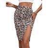 imageVerdusa Womens Floral Print Ruched Elastic Waist Split Bodycon Short SkirtBlack