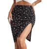 imageVerdusa Womens Floral Print Ruched Elastic Waist Split Bodycon Short SkirtDitsy Black