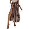 imageVerdusa Womens High Split Tribal Print Striped Boho Elastic Waist Long Skirt