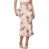 imageVerdusa Womens Lettuce Trim High Waist Mesh Fishtail Bodycon Long SkirtBeige and Red