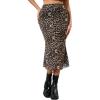 imageVerdusa Womens Lettuce Trim High Waist Mesh Fishtail Bodycon Long SkirtLeopard Print