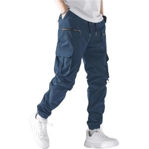 imageVerdusa Mens Drawstring Waist Zip Up Cargo Jogger Pants with PocketDark Blue