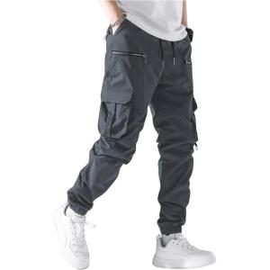 imageVerdusa Mens Drawstring Waist Zip Up Cargo Jogger Pants with PocketDark Grey