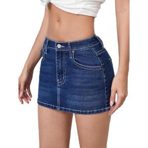 imageVerdusa Womens High Waist Bodycon Short Denim Skirt with PocketDark Blue