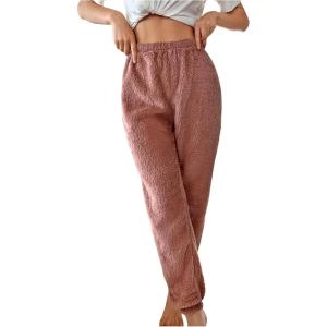 imageVerdusa Womens High Waist Fuzzy Fleece Lounge Long Pants Pajama PantsDusty Pink