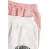 imageVerdusa Womens 2 Pack Letter Print Thermal Lined Sweatpant Elastic Waist Workout Jogger PantsPink and White
