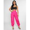imageVerdusa Womens Cut Out Knot Side High Waist Cargo Jogger Long Pants with PocketHot Pink