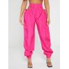 imageVerdusa Womens Cut Out Knot Side High Waist Cargo Jogger Long Pants with PocketHot Pink