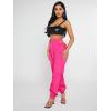 imageVerdusa Womens Cut Out Knot Side High Waist Cargo Jogger Long Pants with PocketHot Pink