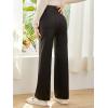 imageVerdusa Womens High Waist Leather Leggings Pocket Straight Wide Leg PU PantsBlack