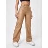 imageVerdusa Womens High Waist Leather Leggings Pocket Straight Wide Leg PU PantsKhaki