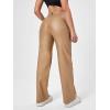imageVerdusa Womens High Waist Leather Leggings Pocket Straight Wide Leg PU PantsKhaki