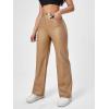 imageVerdusa Womens High Waist Leather Leggings Pocket Straight Wide Leg PU PantsKhaki