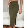 imageVerdusa Womens High Waist Slit Hem Rib Knit Midi Bodycon SkirtArmy Brown
