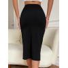 imageVerdusa Womens High Waist Slit Hem Rib Knit Midi Bodycon SkirtBlack Solid