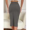 imageVerdusa Womens High Waist Slit Hem Rib Knit Midi Bodycon SkirtGrey