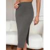 imageVerdusa Womens High Waist Slit Hem Rib Knit Midi Bodycon SkirtGrey