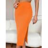 imageVerdusa Womens High Waist Slit Hem Rib Knit Midi Bodycon SkirtOrange