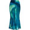 imageVerdusa Womens Midi Skirt Mesh Tie Dye High Waisted Bodycon Fishtail SkirtBlue