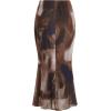 imageVerdusa Womens Midi Skirt Mesh Tie Dye High Waisted Bodycon Fishtail SkirtBrown
