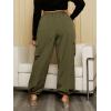 imageVerdusa Womens Plus Size Drawstring Elastic Waist Loose Cargo Pant Long TrousersArmy Green