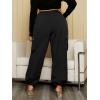 imageVerdusa Womens Plus Size Drawstring Elastic Waist Loose Cargo Pant Long TrousersBlack