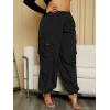 imageVerdusa Womens Plus Size Drawstring Elastic Waist Loose Cargo Pant Long TrousersBlack