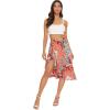 imageVerdusa Womens Ruffle Trim High Split Printed Skirt1 Orange