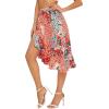imageVerdusa Womens Ruffle Trim High Split Printed Skirt1 Orange