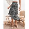 imageVerdusa Womens Ruffle Trim High Split Printed SkirtBlack